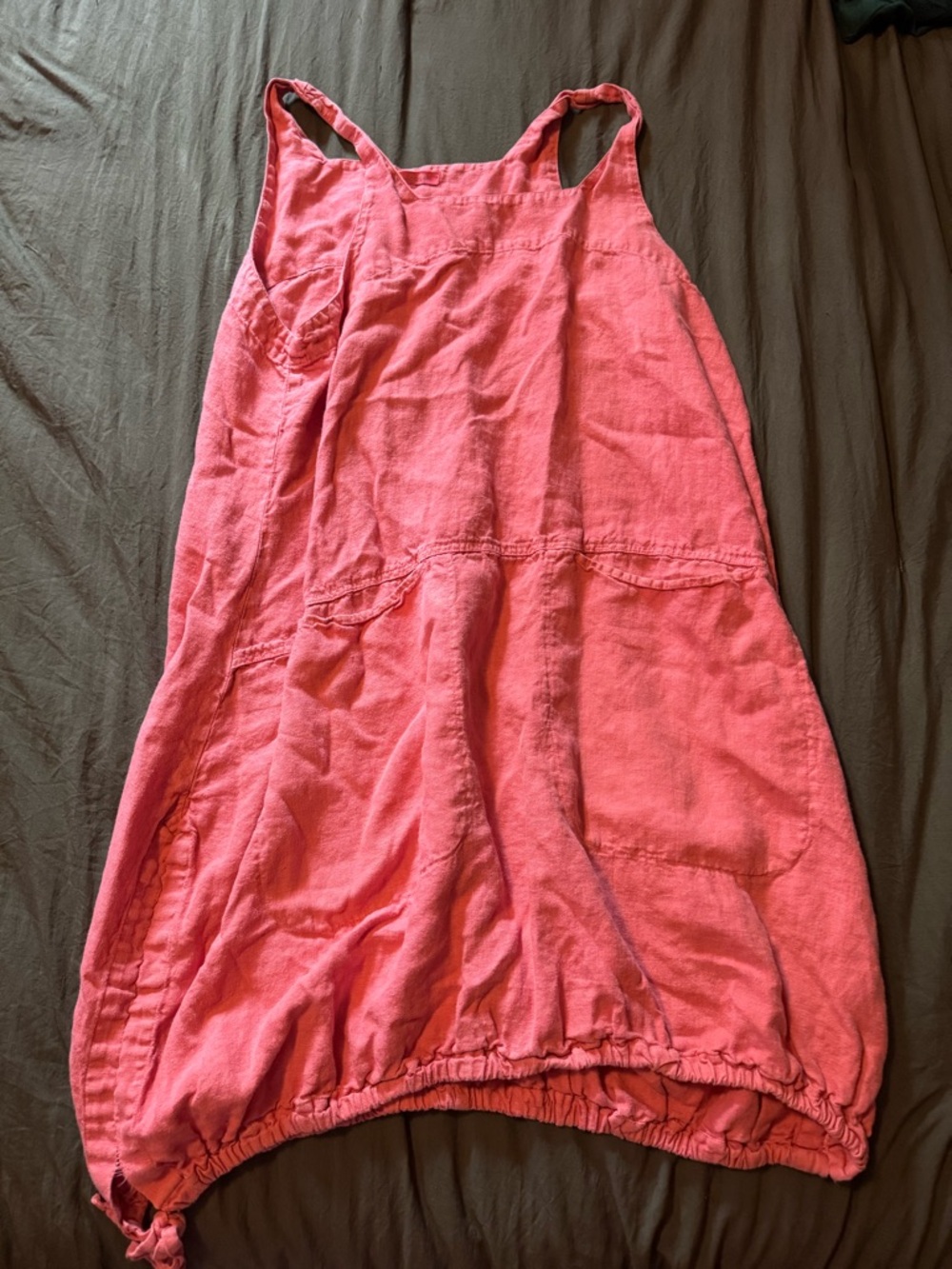 cut loose Coral Pink Linen Blend Tunic with Pockets